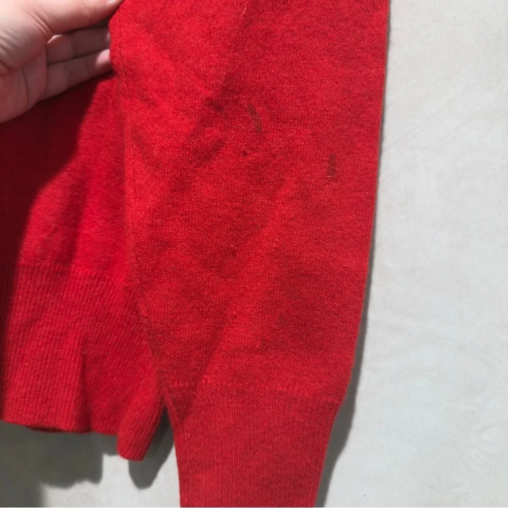 Vintage Red Lambswool Angora Beaded Sweater, S/M, Luxury Floral Embellished Knit - Picture 11 of 12